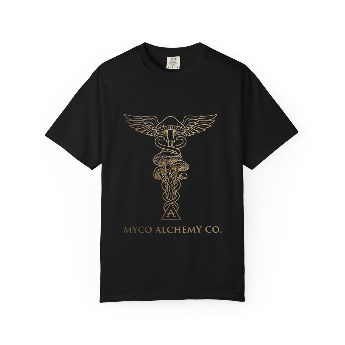 Myco Alchemy Co. Caduceus Mushroom Illustration T-Shirt | Apothecary Symbol Tee