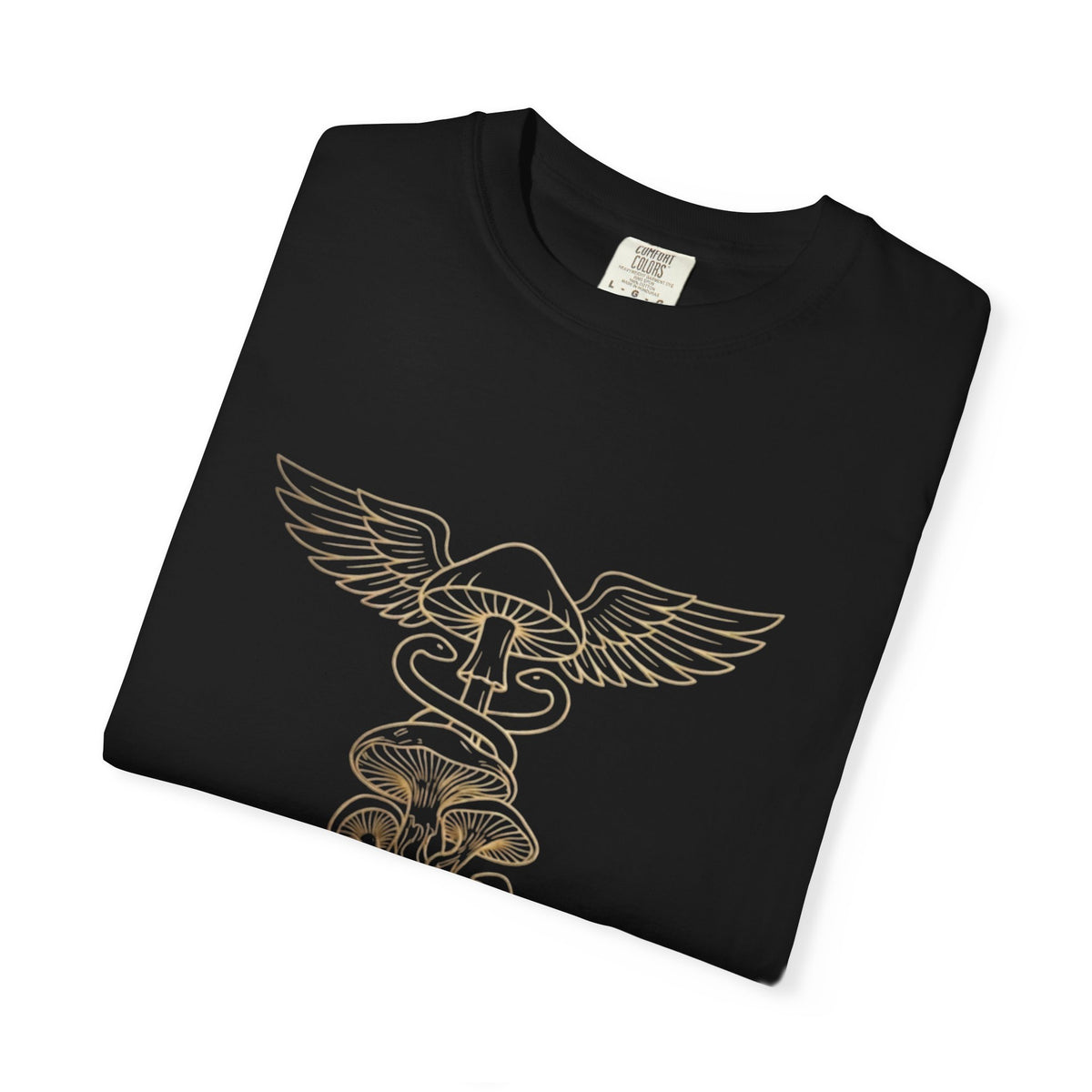 Myco Alchemy Co. Caduceus Mushroom Illustration T-Shirt | Apothecary Symbol Tee