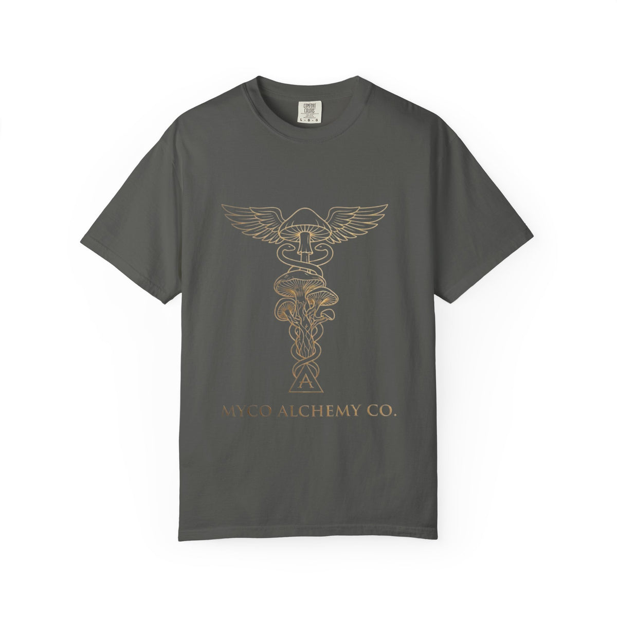 Myco Alchemy Co. Caduceus Mushroom Illustration T-Shirt | Apothecary Symbol Tee