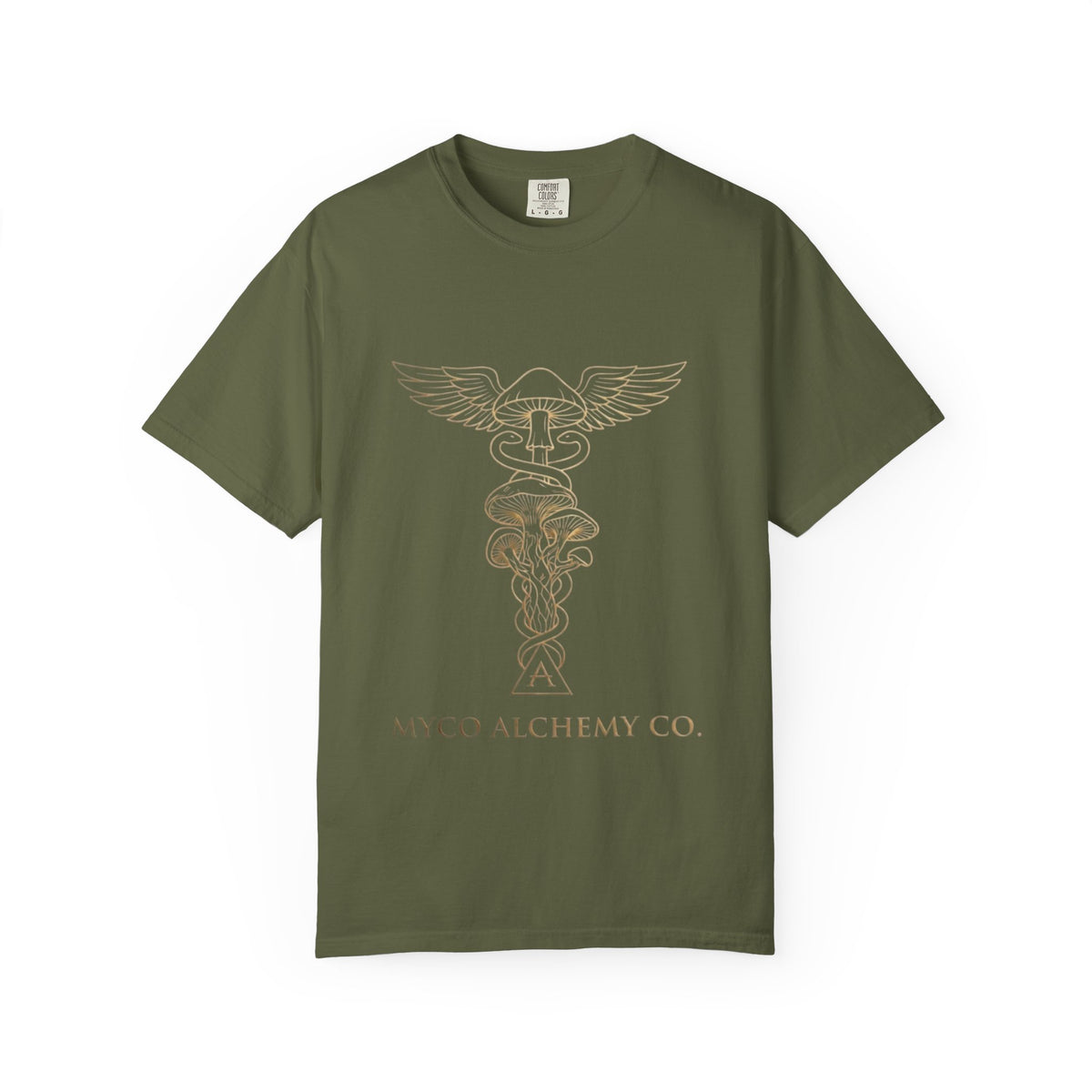 Myco Alchemy Co. Caduceus Mushroom Illustration T-Shirt | Apothecary Symbol Tee